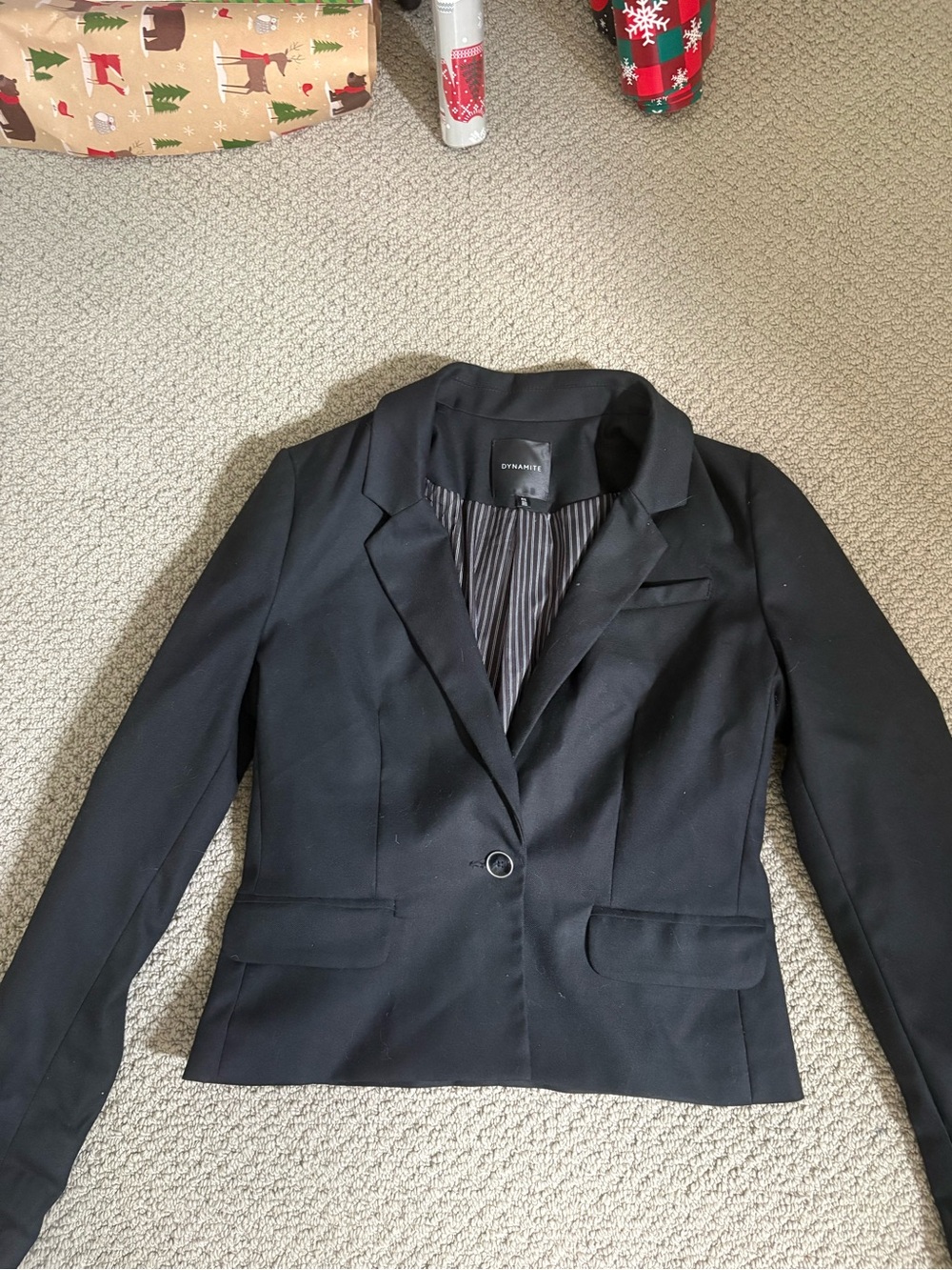Dynamite Black Single-Button Tailored Blazer